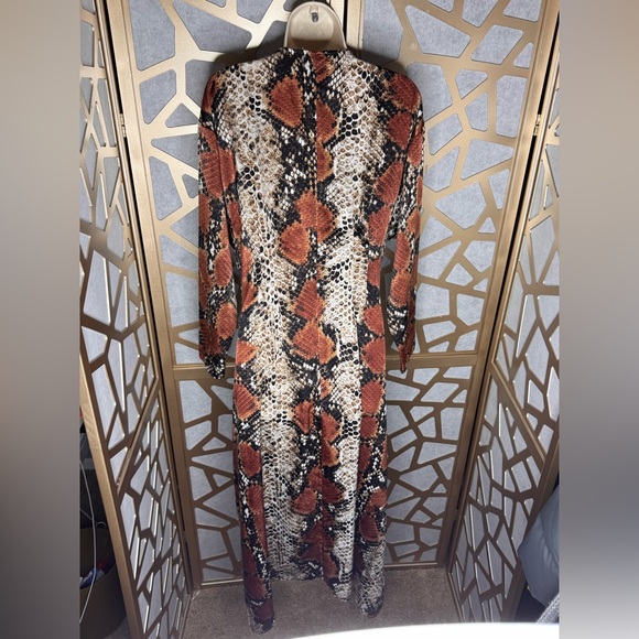 Mango Snake Print Maxi Shirt Dress V-Neck Long Sleeve - Picture 3 of 12